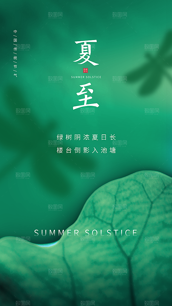 中国传统节气夏至海报模板