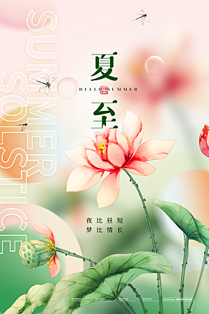 夏至节气简约大气海报