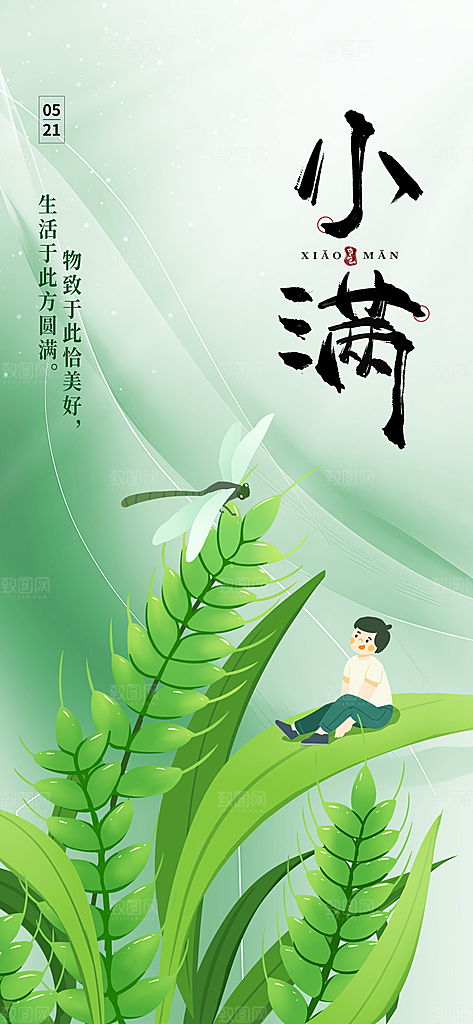 中国传统节气小满手机海报
