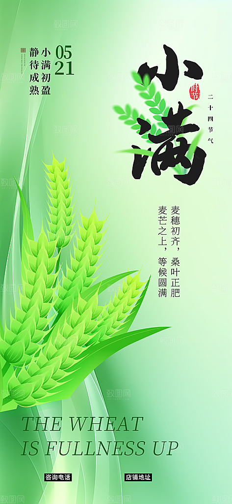 中国传统节气小满手机海报