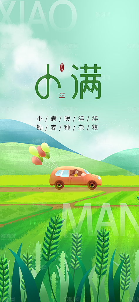 中国传统节气小满手机海报