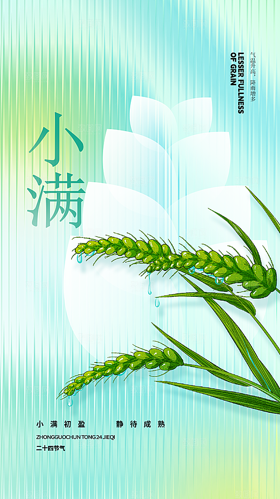 中国传统节气小满手机海报