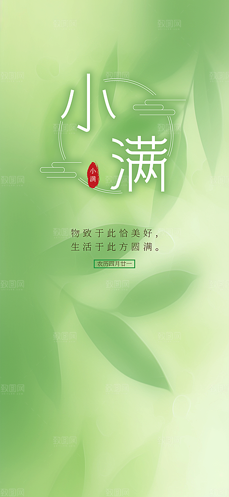 中国传统节气小满手机海报