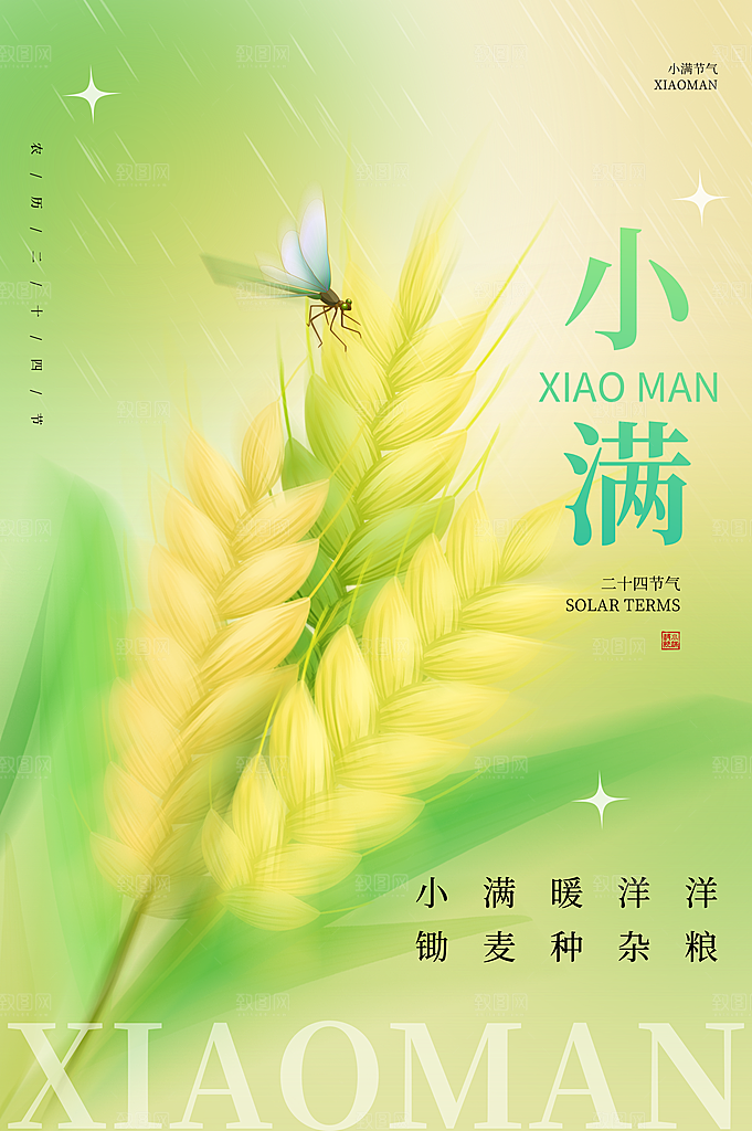 中国传统节气小满手机海报