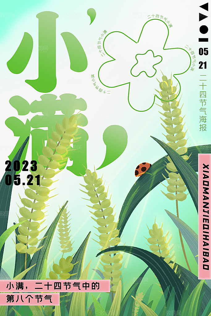 中国传统节气小满手机海报