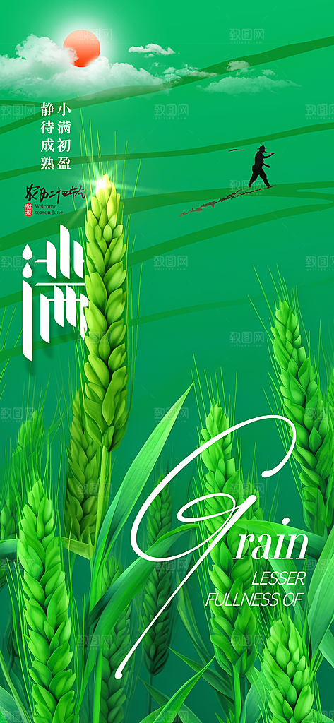 中国传统节气小满手机海报