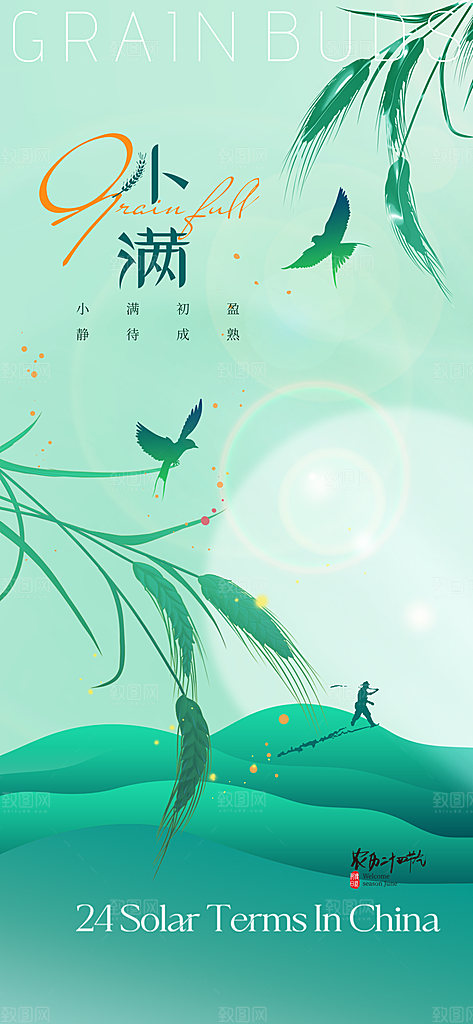中国传统节气小满手机海报