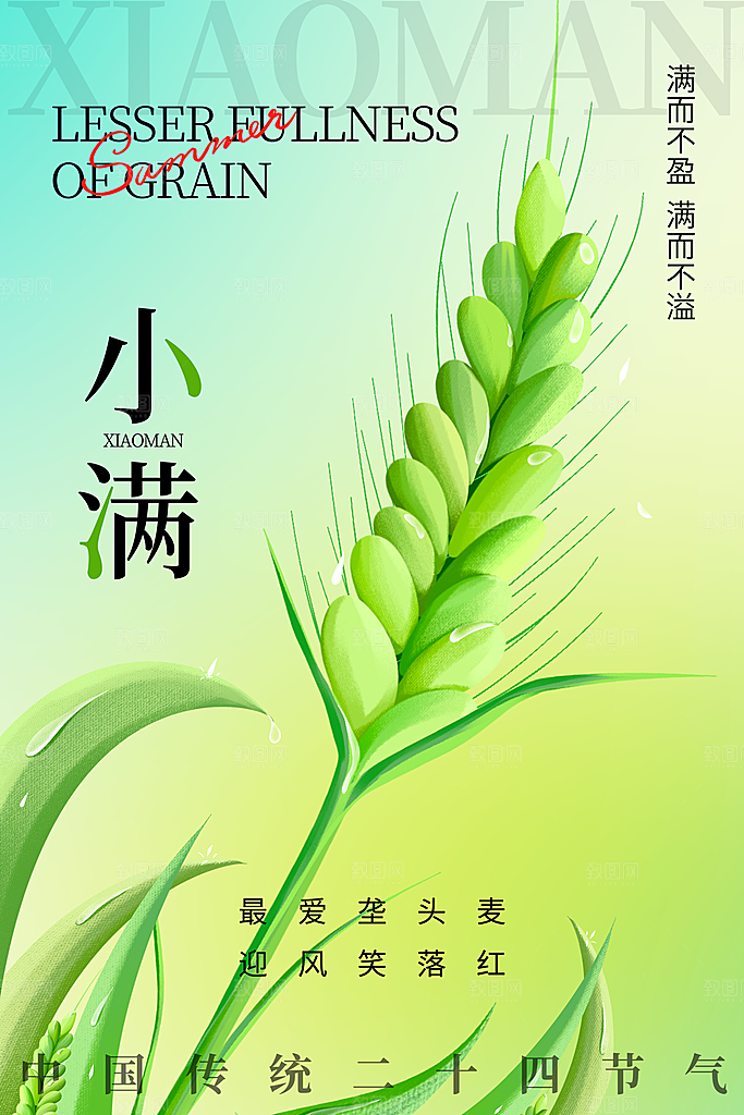 中国传统节气小满手机海报