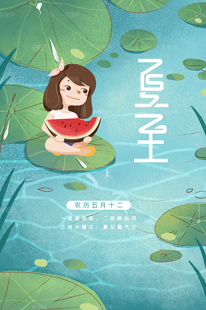 中国传统节气夏至海报模板