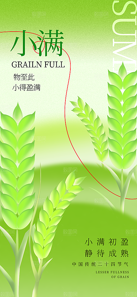 小满节气小清新海报