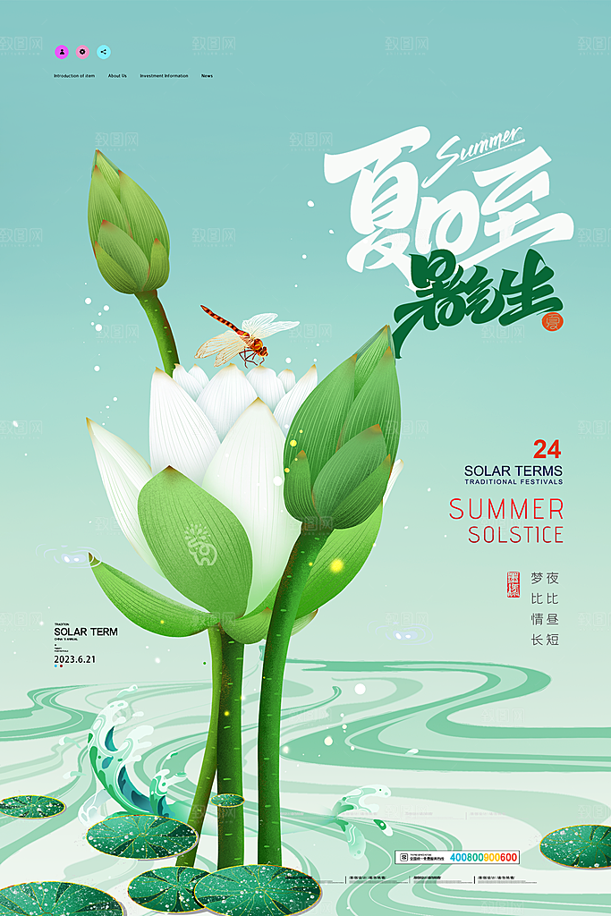 夏至节气简约大气海报