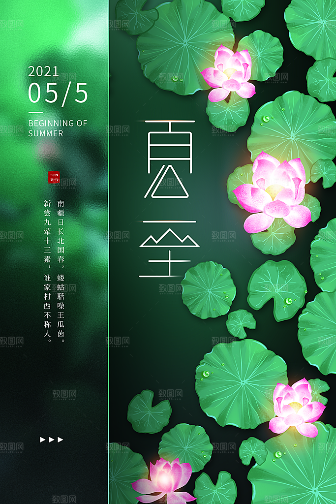中国传统节气夏至海报模板