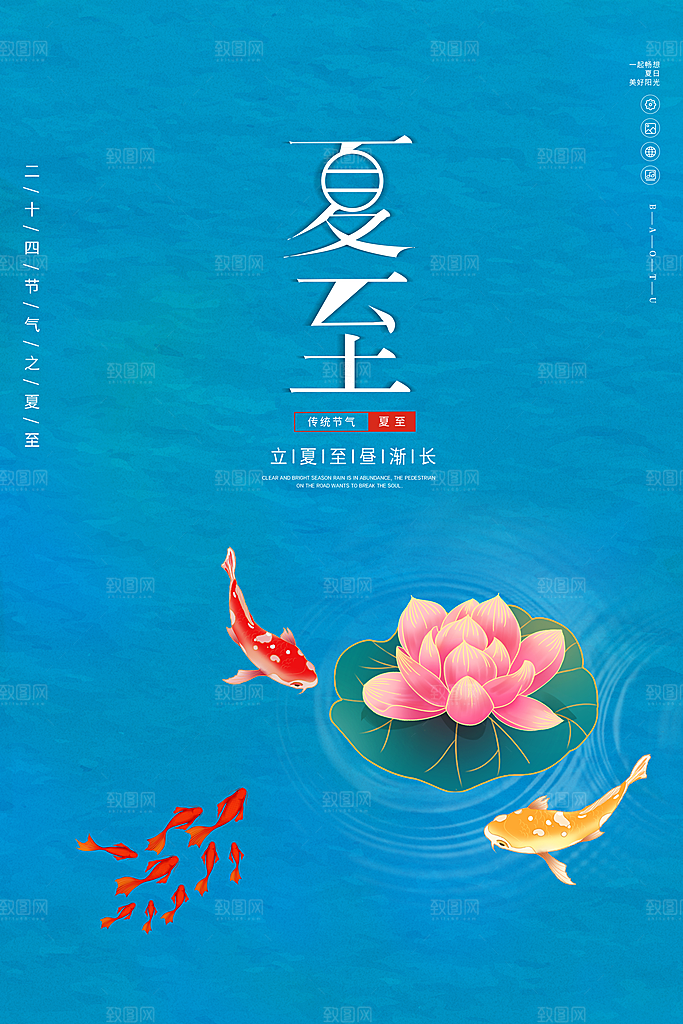 夏至节气简约大气海报