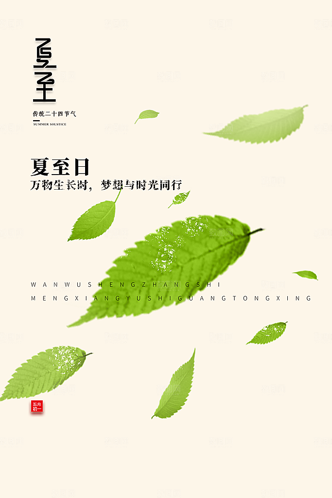 夏至节气简约大气海报