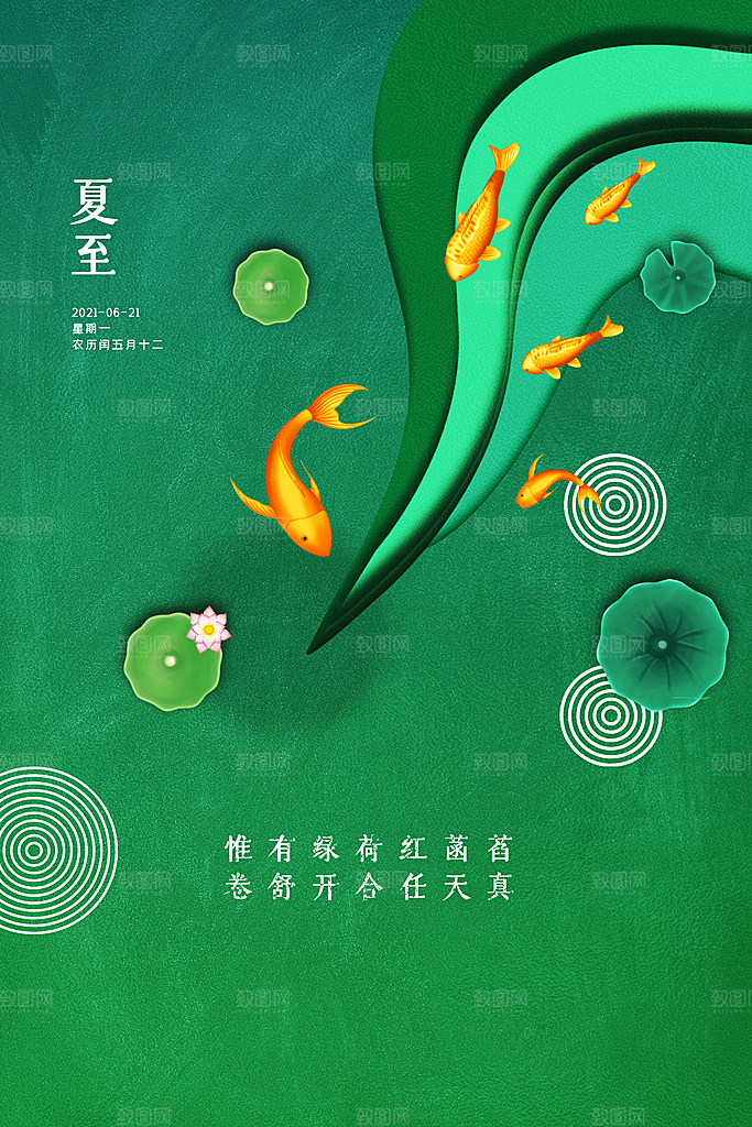 夏至节气简约大气海报