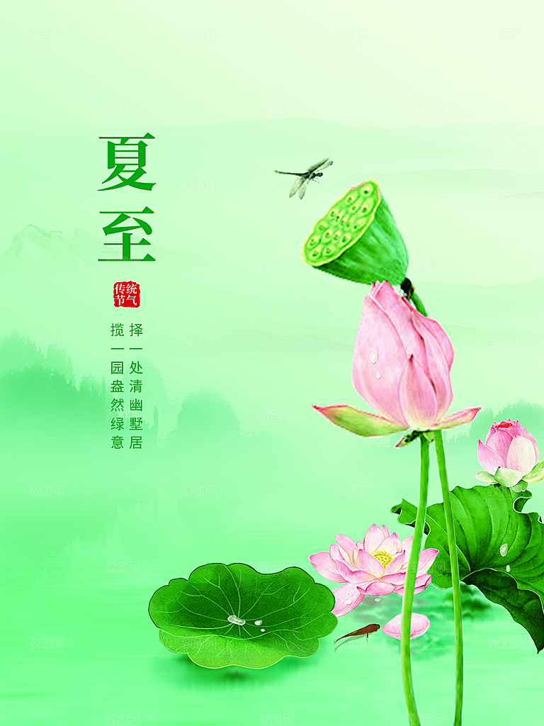 中国传统节气夏至海报模板