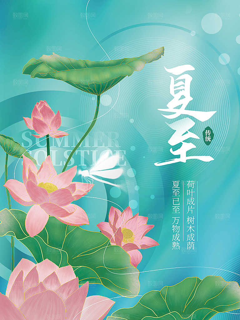 夏至节气简约大气海报