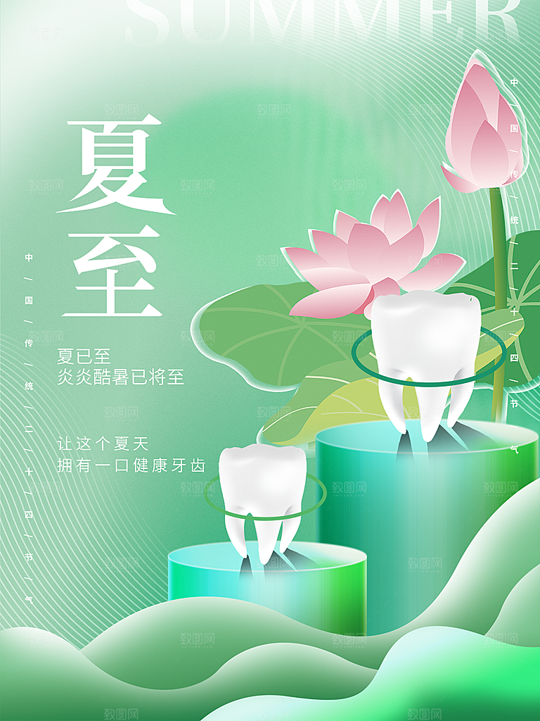 夏至节气简约大气海报
