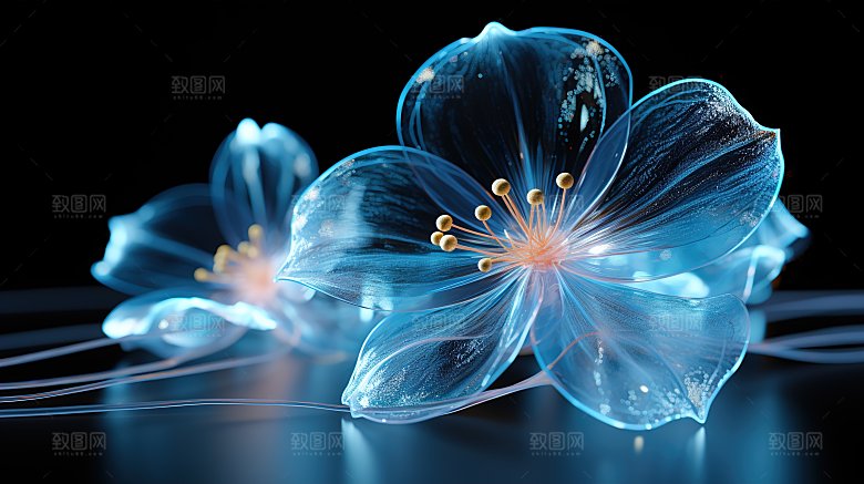 概念抽象花朵黑色背景