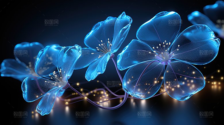概念抽象花朵黑色背景