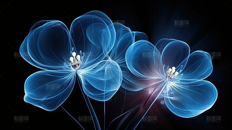 概念抽象花朵黑色背景