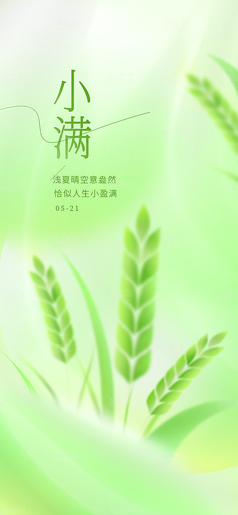 小满节气清新海报