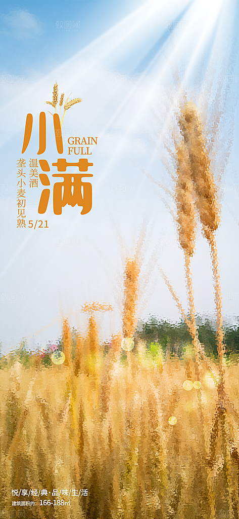 小满节气清新海报