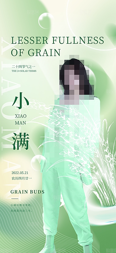 小满节气清新海报