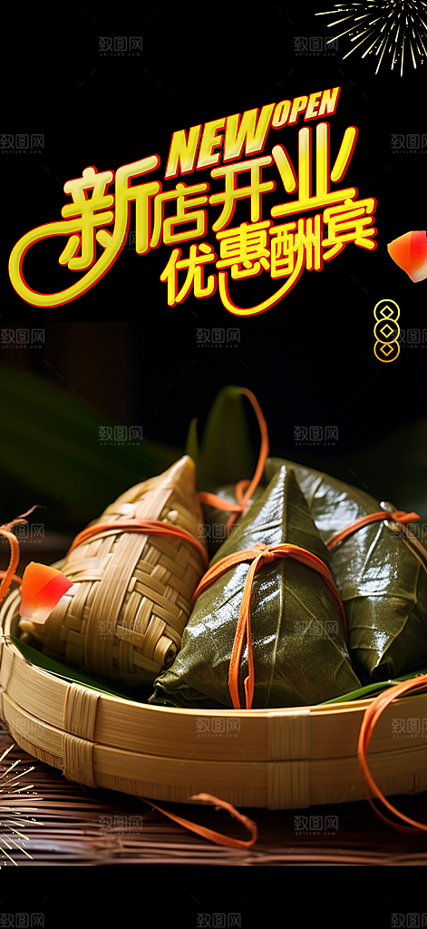 浓情端午粽子龙舟节日促销活动海报
