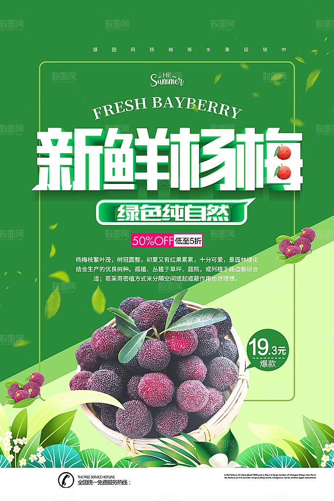 杨梅宣传海报展板设计素材