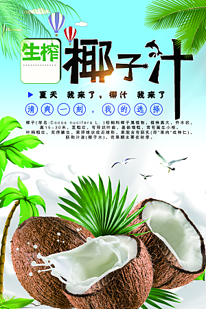 椰子汁宣传海报设计素材