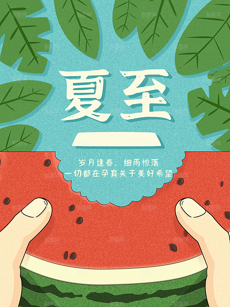 夏至节气简约大气海报