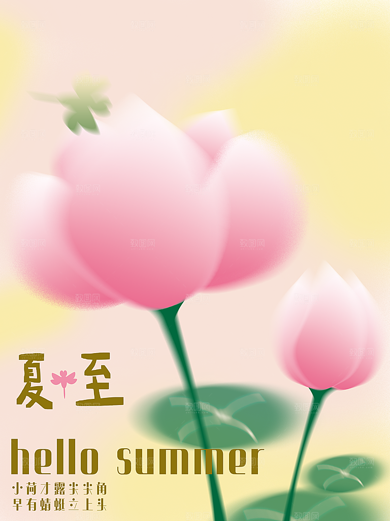 夏至节气简约大气海报