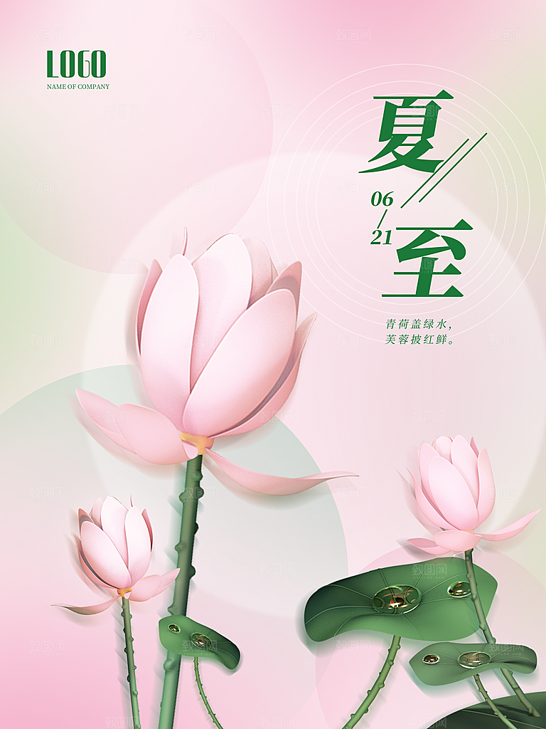 夏至节气简约大气海报