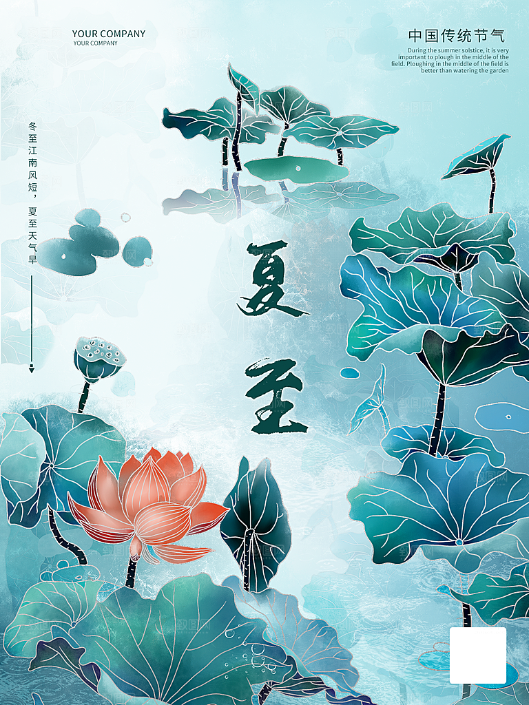 夏至节气简约大气海报