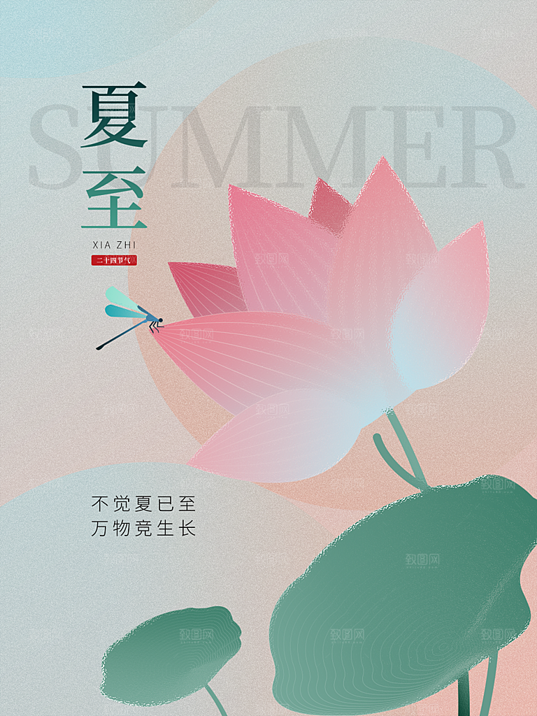 夏至节气简约大气海报