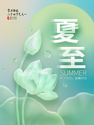 夏至节气简约大气海报