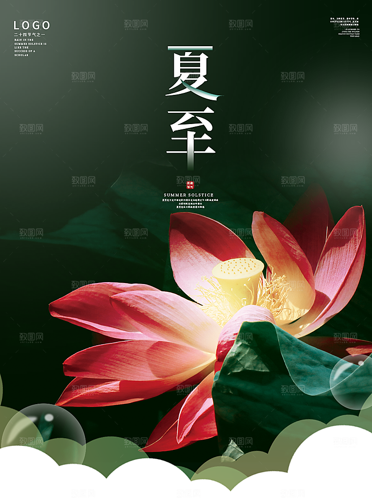 夏至节气简约大气海报