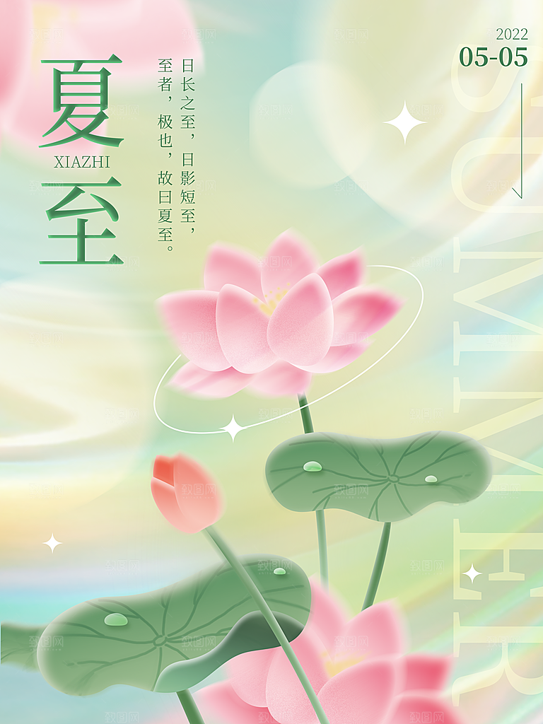 夏至节气简约大气海报