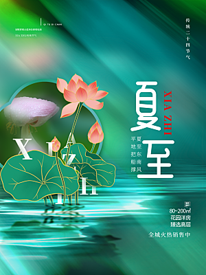 夏至节气简约大气海报