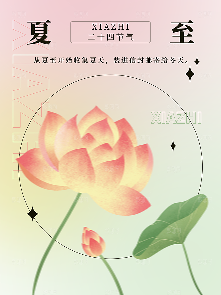 夏至节气简约大气海报