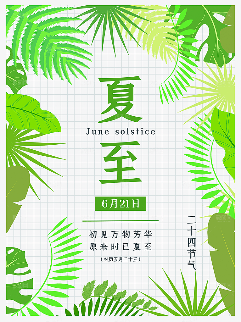 夏至节气简约大气海报