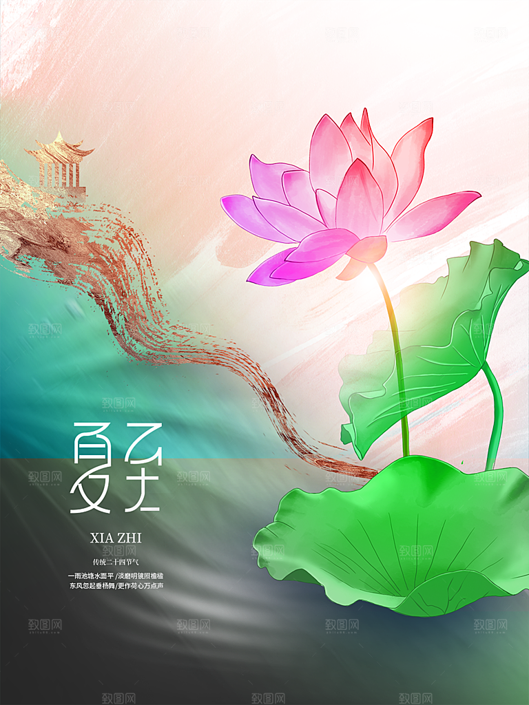 夏至节气简约大气海报
