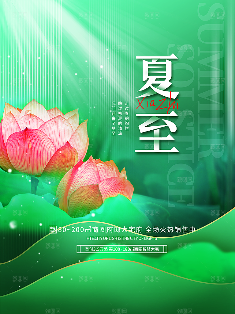 夏至节气简约大气海报