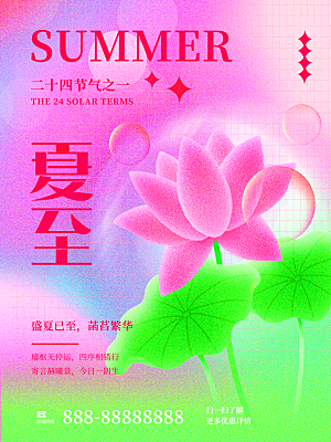 夏至节气简约大气海报