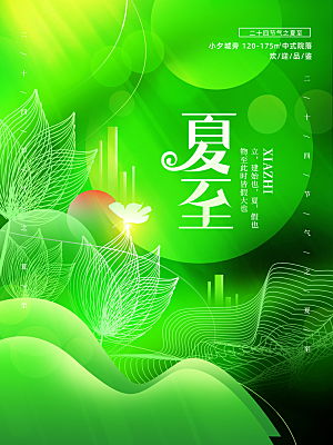 夏至节气简约大气海报