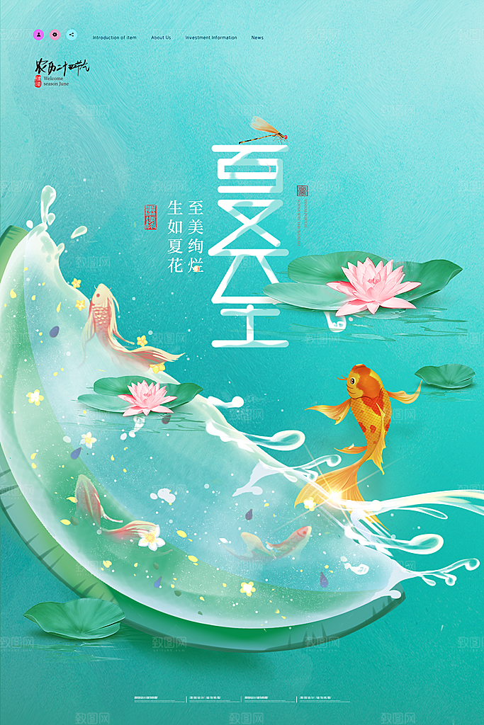 夏至节气简约大气海报
