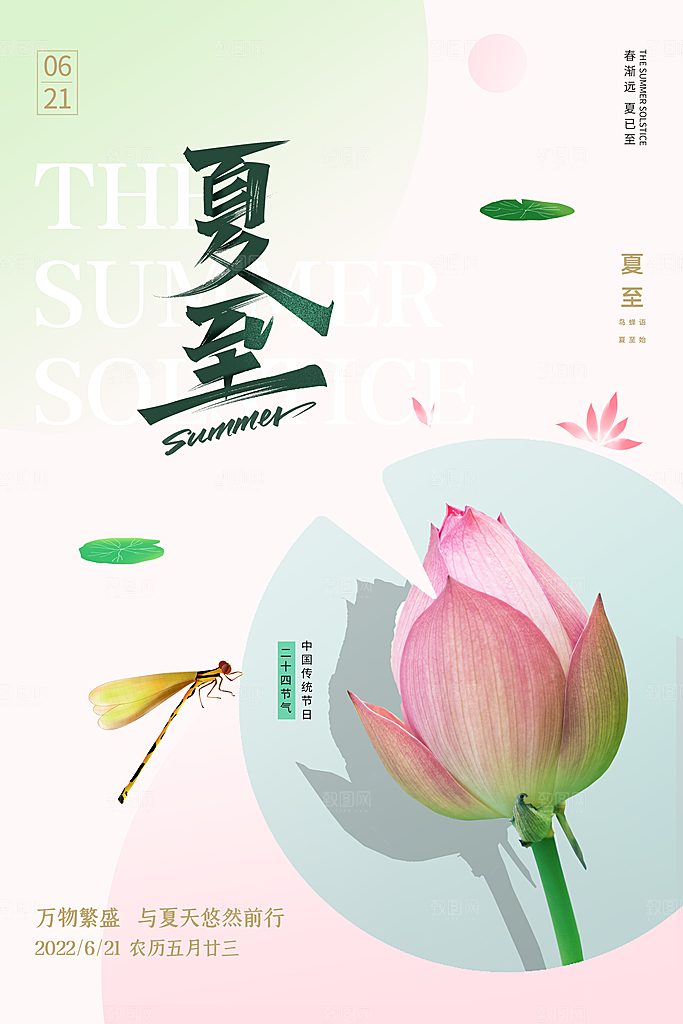 中国传统节气夏至海报模板