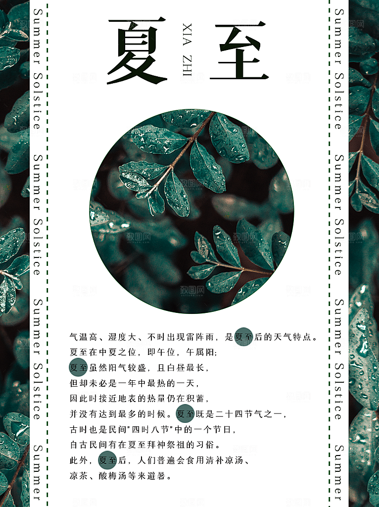 中国传统节气夏至海报模板