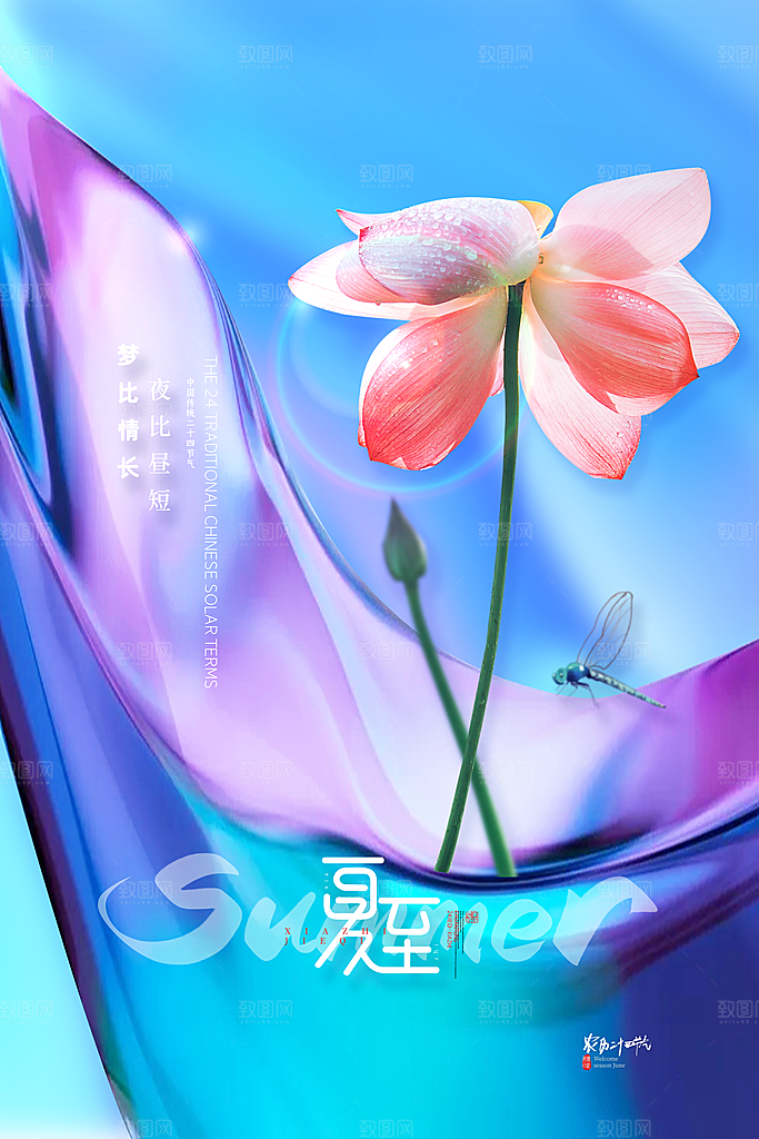 夏至节气简约大气海报